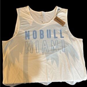 NOBULL White Miami Tank with Blue Print